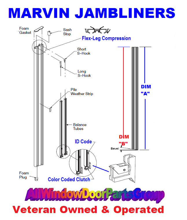 Marvin Double Hung Jamb Liner Pair Color Coded Clutch 60" 72